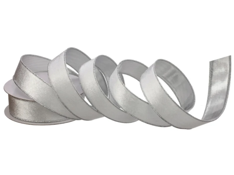 White Velvet and Silver Metallic Christmas Ribbon