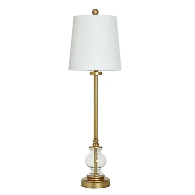 Seeded Glass & Gold Metal Buffet Lamp