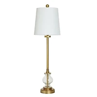 Seeded Glass & Gold Metal Buffet Lamp