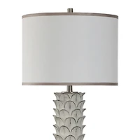 White and Silver Carved Tallulah Buffet Lamp