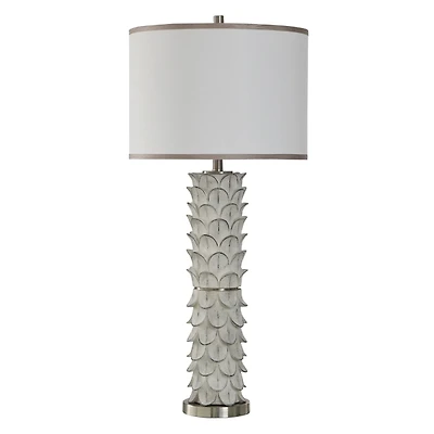 White and Silver Carved Tallulah Buffet Lamp