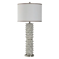 White and Silver Carved Tallulah Buffet Lamp