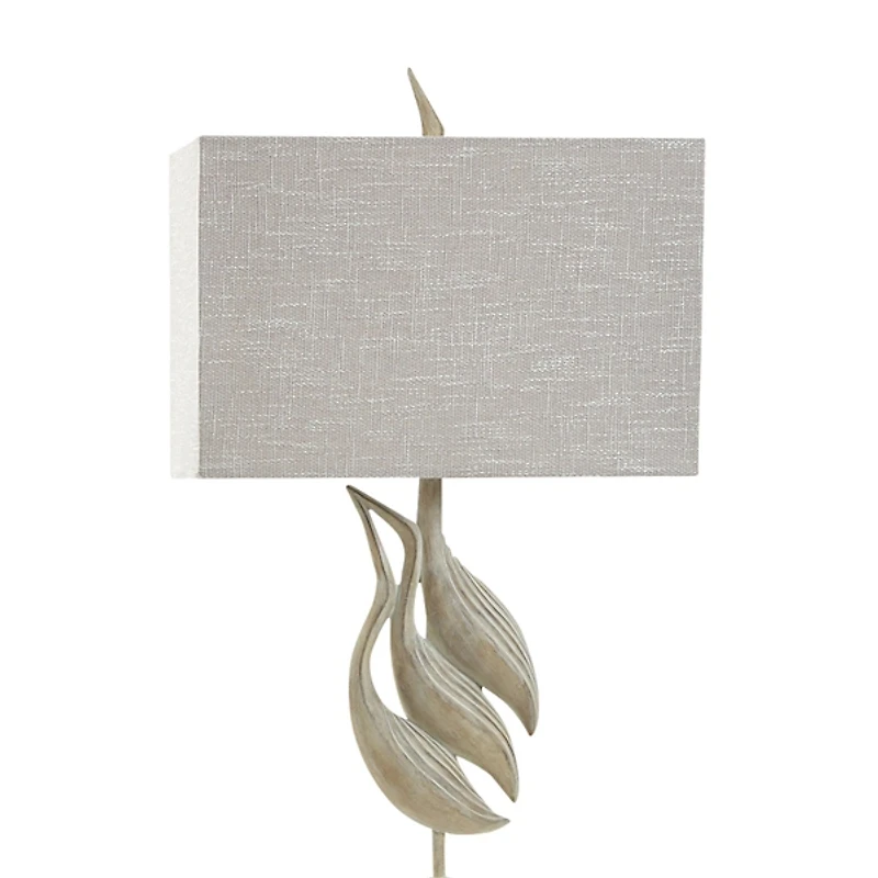 Whitewashed Carved Egrets Floor Lamp