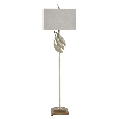 Whitewashed Carved Egrets Floor Lamp