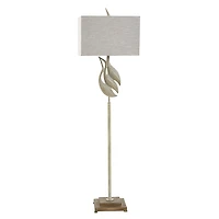 Whitewashed Carved Egrets Floor Lamp