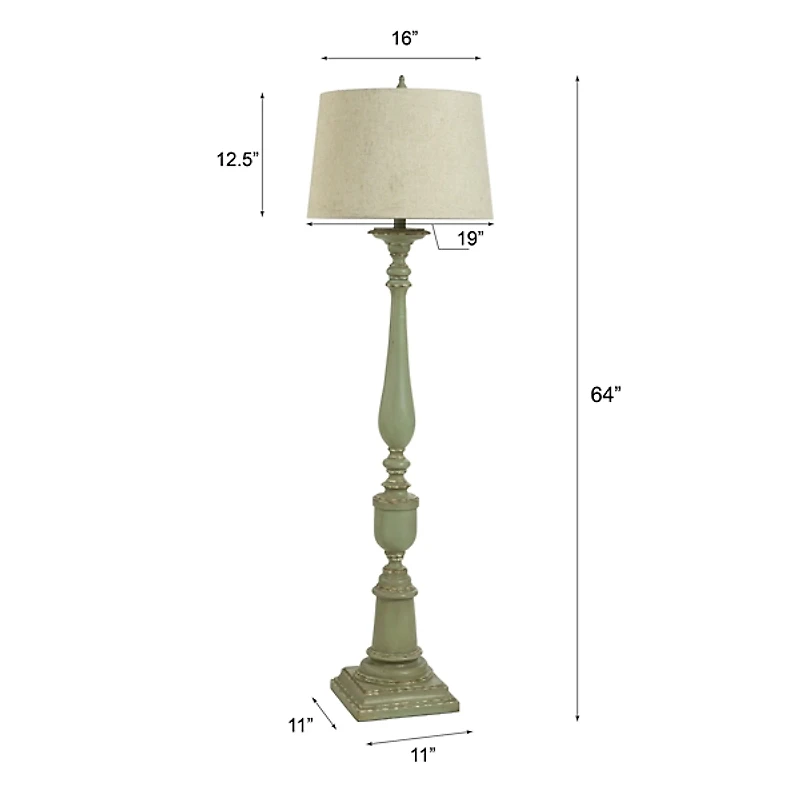 Antique Green Bourgault Floor Lamp