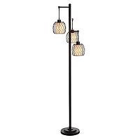 Metal Tiered Woven Cage Robert Floor Lamp