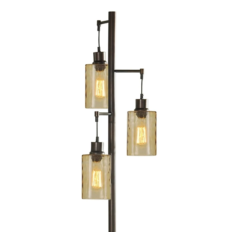 Metal Robert Floor Lamp with Amber Glass Pendants