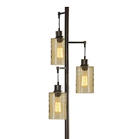 Metal Robert Floor Lamp with Amber Glass Pendants