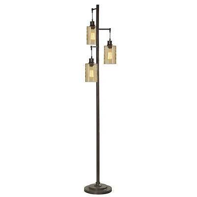 Metal Robert Floor Lamp with Amber Glass Pendants