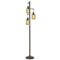 Metal Robert Floor Lamp with Amber Glass Pendants