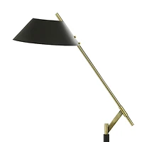 Black Metal & Brass Angled Arm Task Floor Lamp
