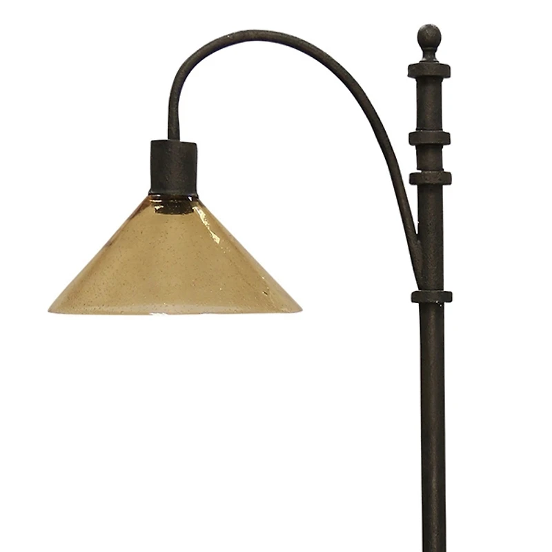 Bronze Industrial Floor Lamp with Glass Shade