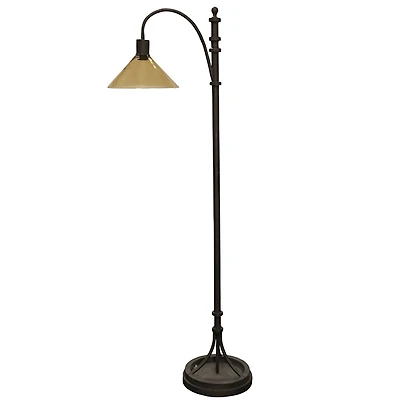 Bronze Industrial Floor Lamp with Glass Shade