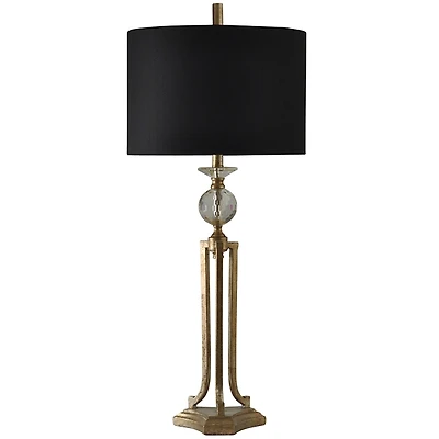 Vintage Gold Metal and Glass Table Lamp