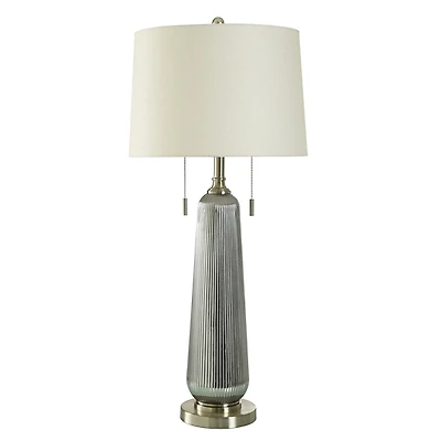 Silver Ribbed Glass Table Lamp