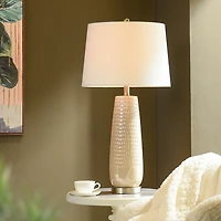 Cream Ceramic Dimpled Table Lamp