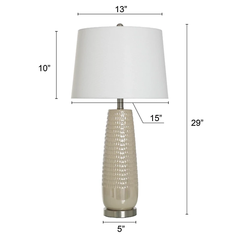 Cream Ceramic Dimpled Table Lamp