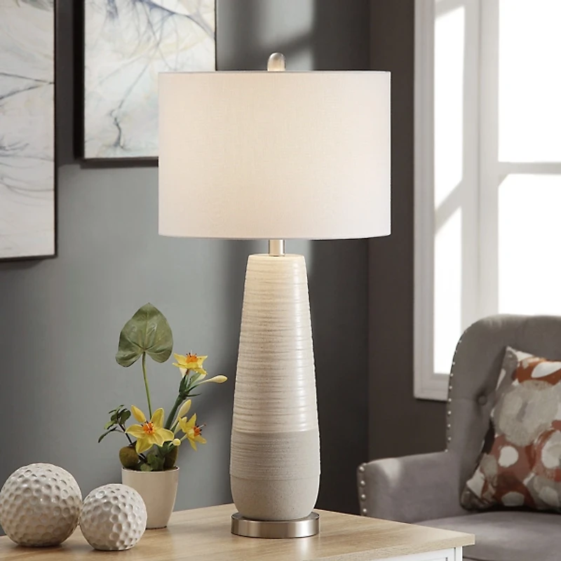 Cream Speckled Two Tone Table Lamp