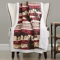 Red and Brown Holiday Lodge Sherpa Throw