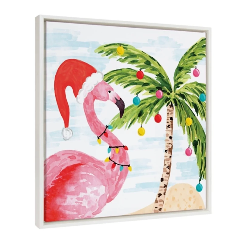 Holiday Flamingo Framed Canvas Art Print