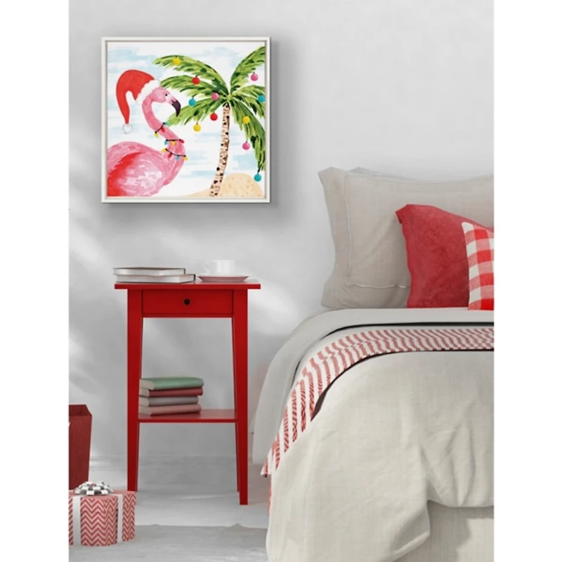 Holiday Flamingo Framed Canvas Art Print