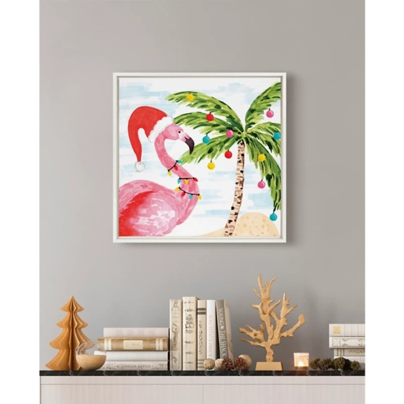 Holiday Flamingo Framed Canvas Art Print