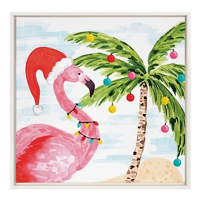 Holiday Flamingo Framed Canvas Art Print