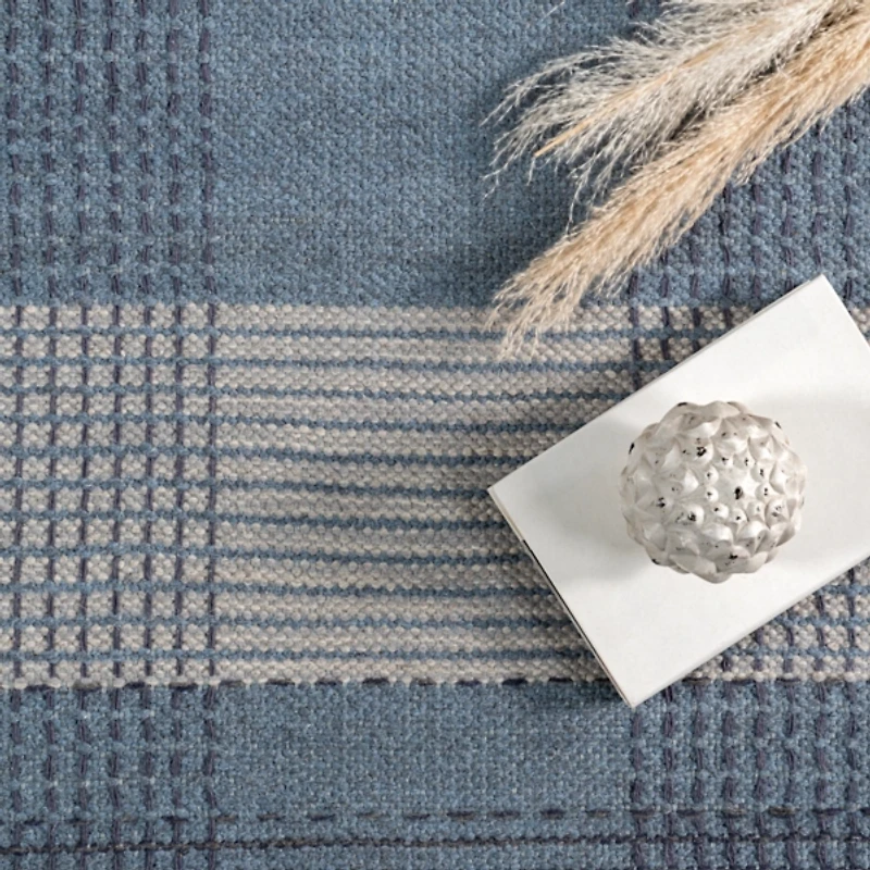 Blue Oregon Plaid Wool Area Rug