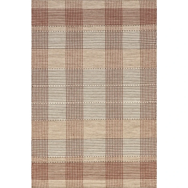 Tan Oregon Plaid Wool Area Rug