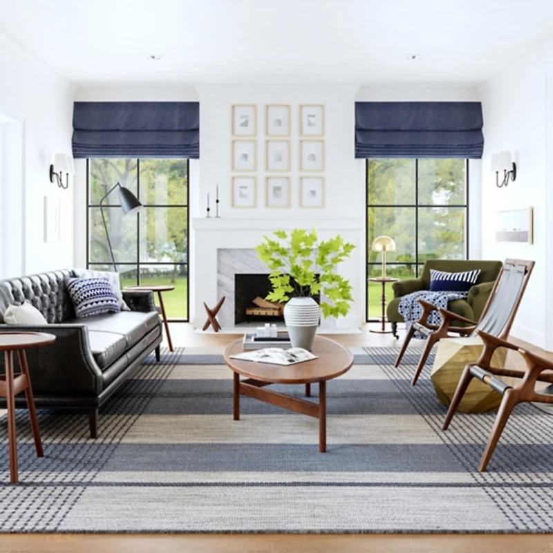 Blue Portland Plaid Wool Area Rug