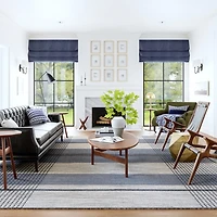 Blue Portland Plaid Wool Area Rug