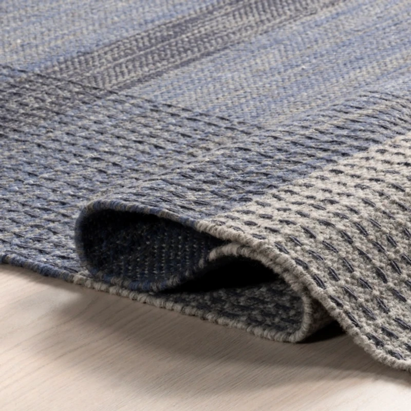 Blue Portland Plaid Wool Area Rug