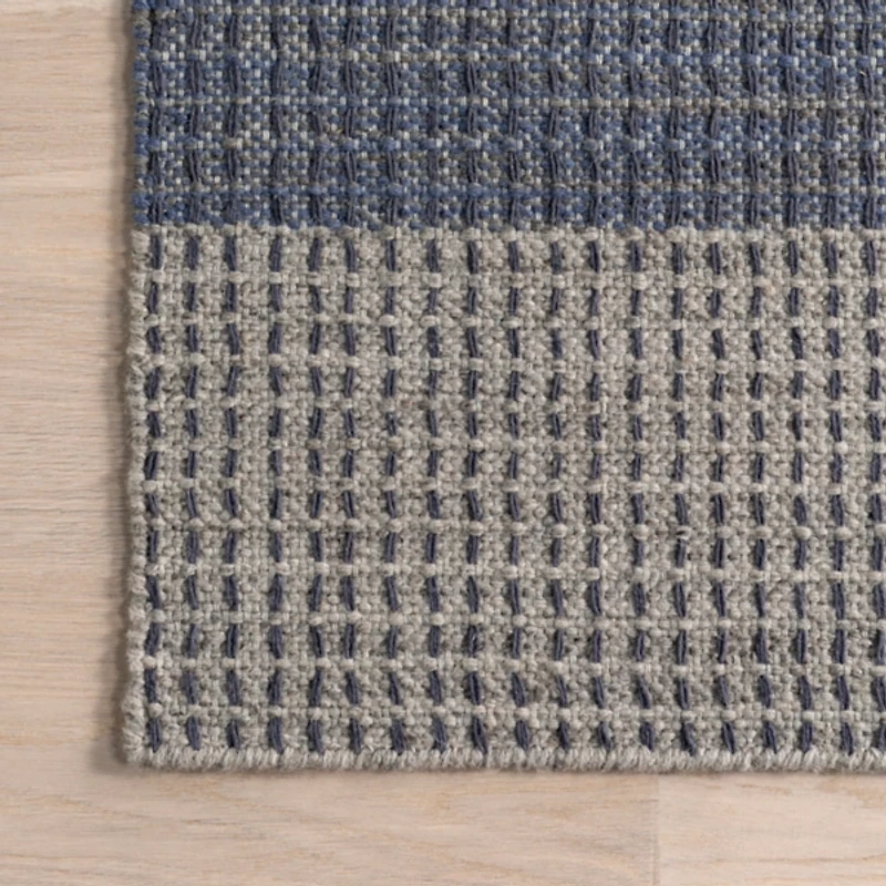 Blue Portland Plaid Wool Area Rug