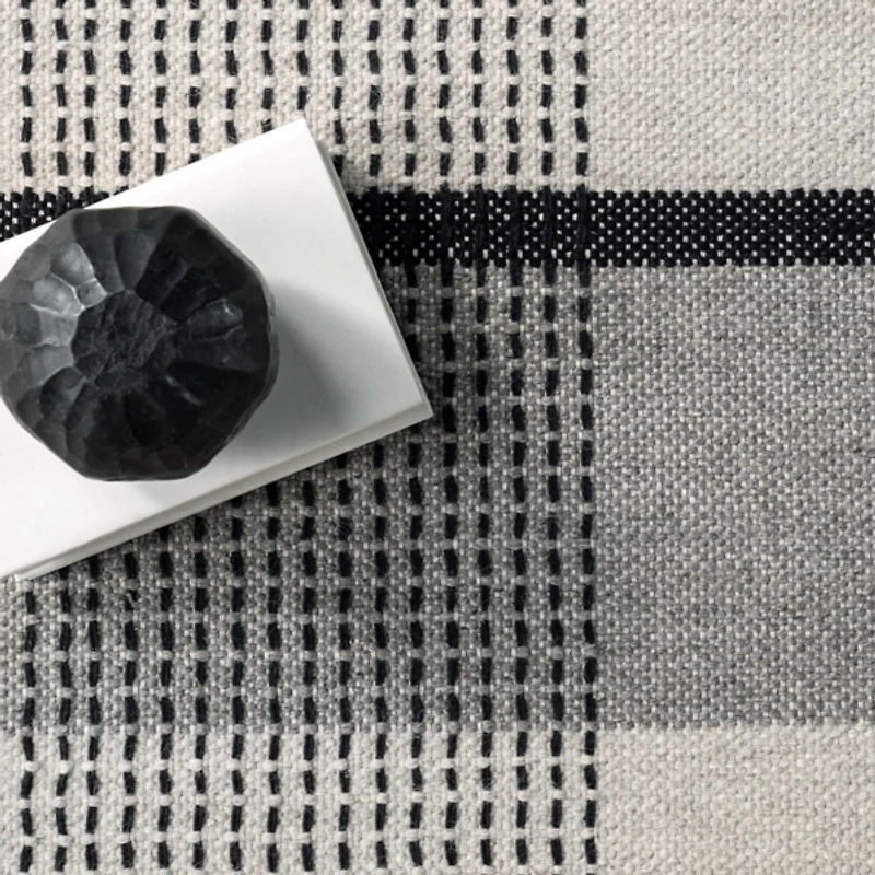Gray Portland Plaid Wool Area Rug