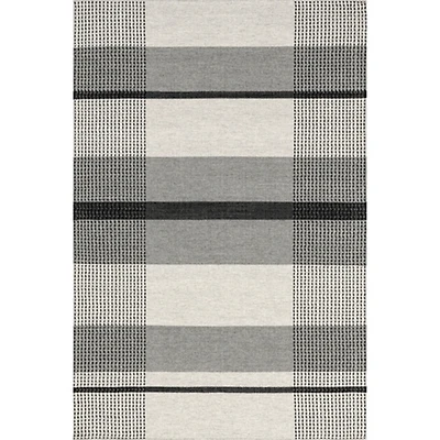 Gray Portland Plaid Wool Area Rug, 4x6