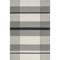 Gray Portland Plaid Wool Area Rug, 4x6