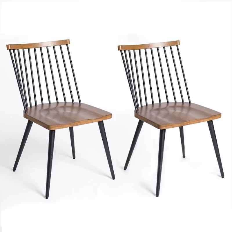 Holland Black & Brown Dining Chairs, Set of 2