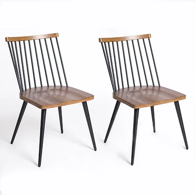Holland Black & Brown Dining Chairs, Set of 2
