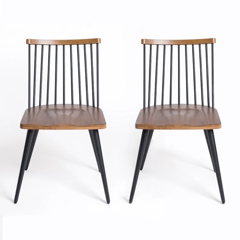 Holland Black & Brown Dining Chairs, Set of 2