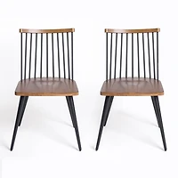 Holland Black & Brown Dining Chairs, Set of 2