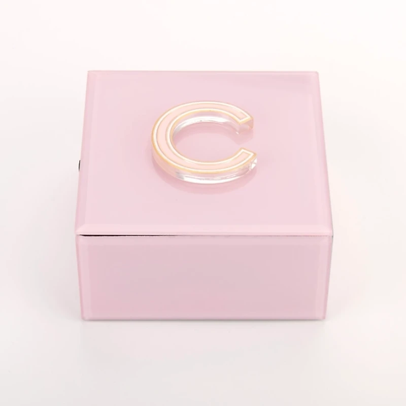 Pink Glass Monogram C Jewelry Box