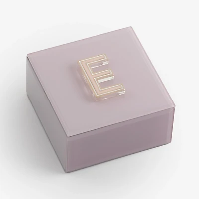 Pink Glass Monogram E Jewelry Box
