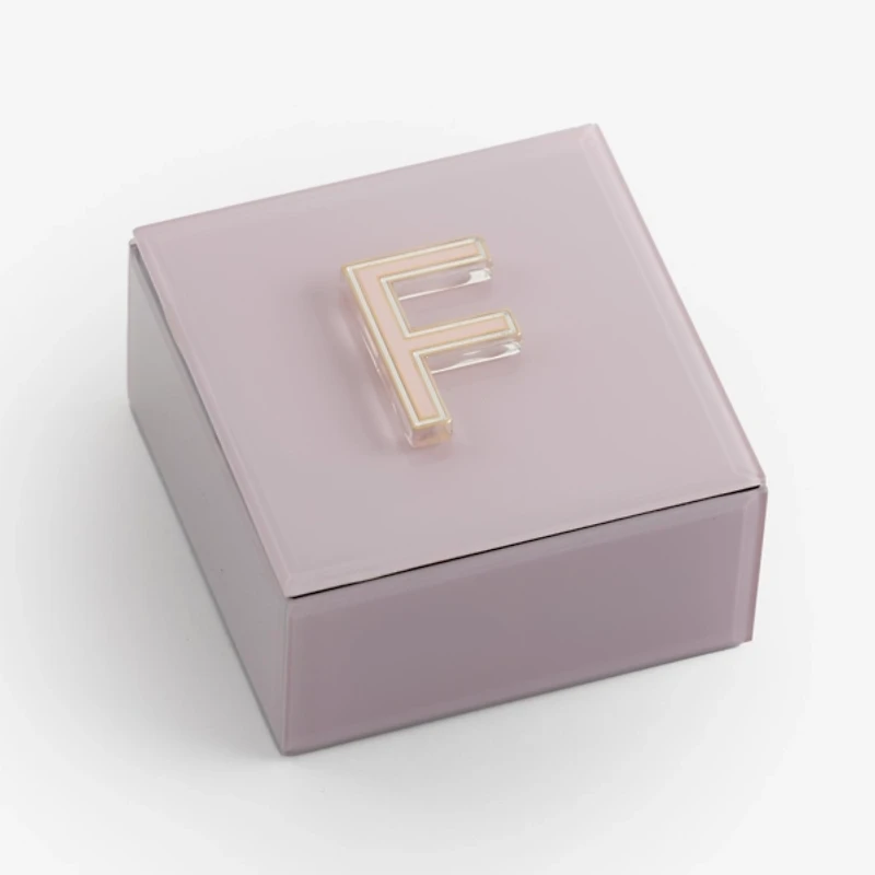 Pink Glass Monogram F Jewelry Box