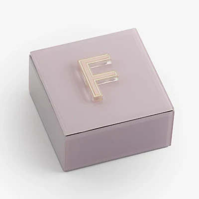Pink Glass Monogram F Jewelry Box