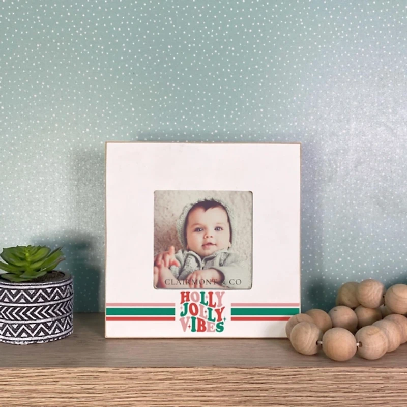 Holly Jolly Vibes Christmas Picture Frame, 4x4