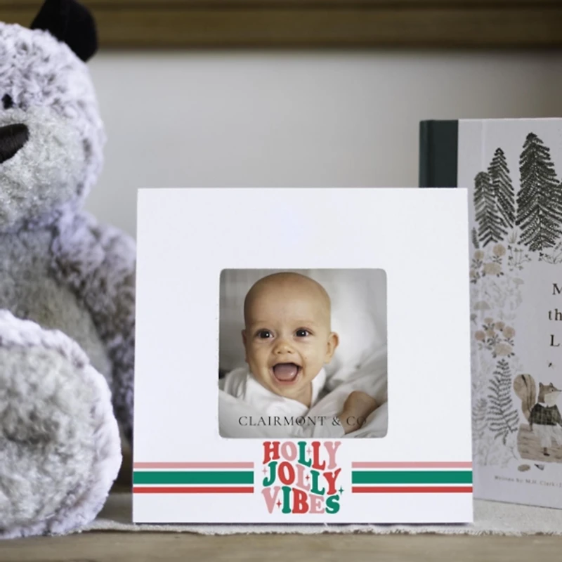 Holly Jolly Vibes Christmas Picture Frame, 4x4