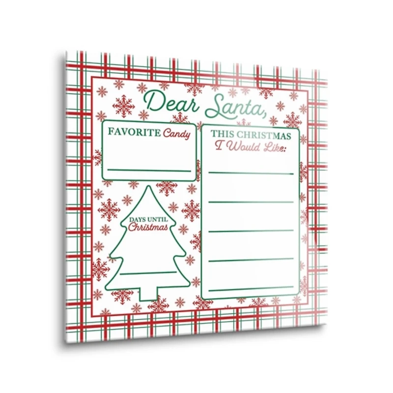 Classic Christmas Plaid Dear Santa Dry Erase Board