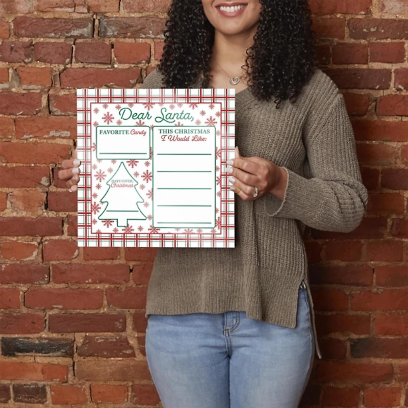 Classic Christmas Plaid Dear Santa Dry Erase Board