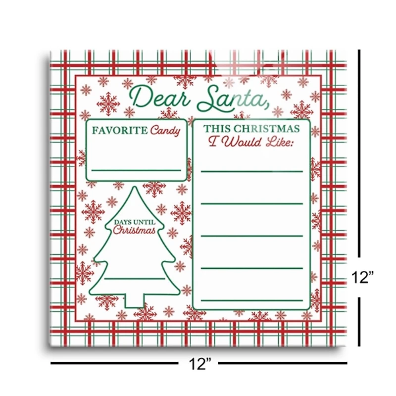 Classic Christmas Plaid Dear Santa Dry Erase Board